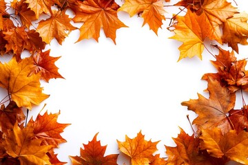 Fototapeta premium Autumn Leaves Frame on White Background