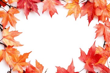 Fototapeta premium Autumn Leaves Frame on a White Background