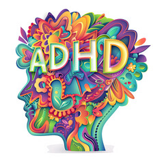 Fototapeta premium Vector illustration of ADHD isolated on white background. Psychology concept.