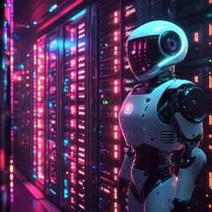 Fototapeta premium Server Room Robot