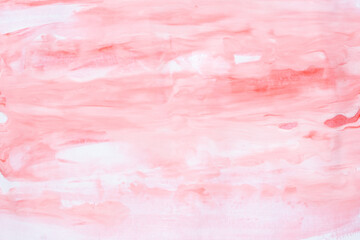 Fototapeta premium Scarlet abstract background, drawing of red and white paints on paper.
