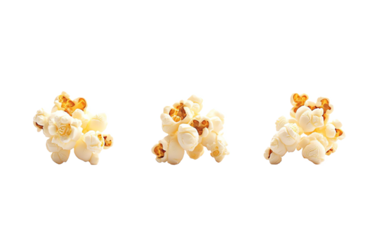 Trois grains de popcorn sur fond transparent PNG