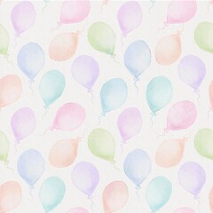 Colorful inflatable balloons. Birthday background. Childish seamless pattern with air balloons. Fabric ornament design.