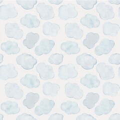 Fototapeta premium Clouds seamless background. Watercolor hand drawn clouds. Fabric pattern. Childish textile design. 
