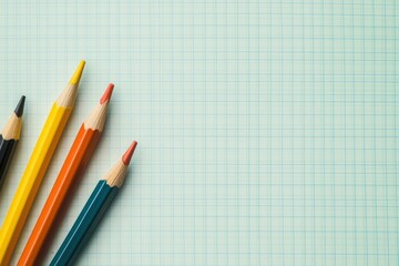 Pencils and eraser on blank Graph paper sheet background Copy space Template Mock up with generative ai