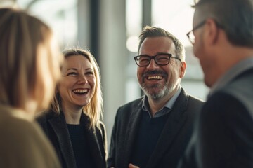 Business people are smiling and chatting person office human.
