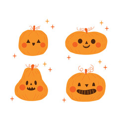 Halloween cute pumpkins element set for scrapbooking, greeting card, party invitation, poster