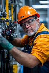 Inspector using digital tools to check product measurements on a factory floor, measurement accuracy, high-tech quality control