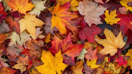 Obraz premium Autumn leaves pattern background top view