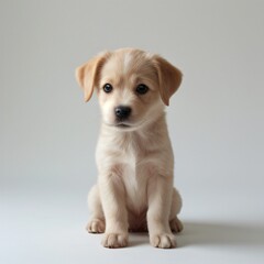 cute Adorable Puppy Sitting on white background