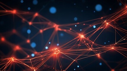 Obraz premium A network of luminous lines and dots forms an abstract digital background