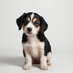 cute Adorable Puppy Sitting on white background