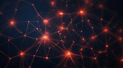 A network of luminous lines and dots forms an abstract digital background