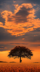 Obraz premium sunset in the steppe