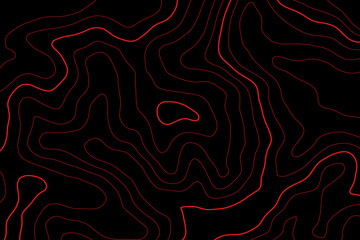 Fototapeta premium abstract topography black background with red contour lines