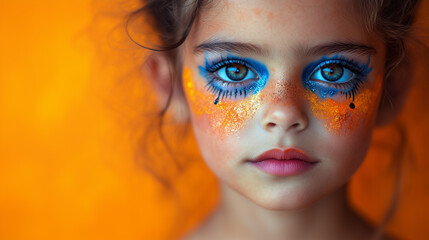 Fototapeta premium Portrait of a little girl with a Halloween makeup. 