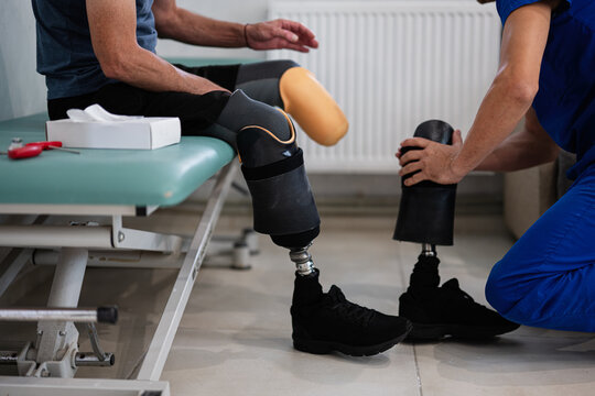 Prosthetic fitting and adjustment in rehabilitation clinic - Powered by Adobe