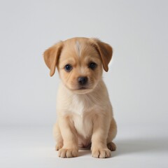 cute Adorable Puppy Sitting on white background