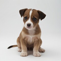 cute Adorable Puppy Sitting on white background