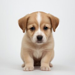 cute Adorable Puppy Sitting on white background