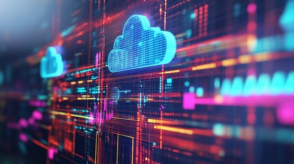 Fototapeta premium A close-up of big data analytics being processed in a cloud platform