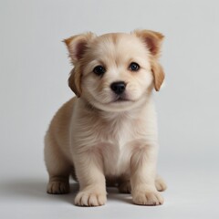 cute Adorable Puppy Sitting on white background