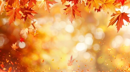 Fototapeta premium Autumn leaves pattern background top view