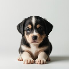 cute Adorable Puppy Sitting on white background