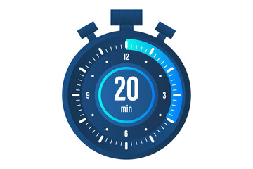 The 20 minutes stopwatch vector icon Stopwatch icon in flat style on a PNG background