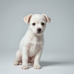 Fototapeta premium cute Adorable Puppy Sitting on white background