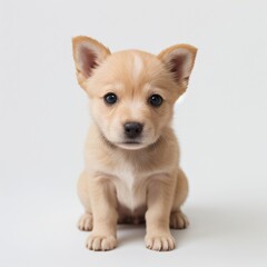 Obraz premium cute Adorable Puppy Sitting on white background