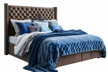Luxurious Leather Bed with Tufted Headboard - 3D Render