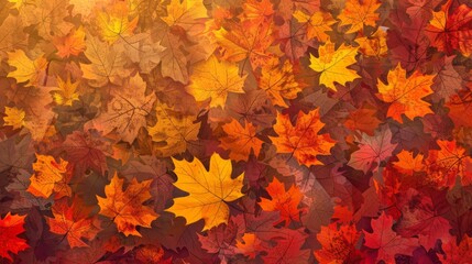 Autumn leaves pattern background top view