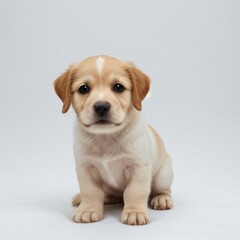 cute Adorable Puppy Sitting on white background