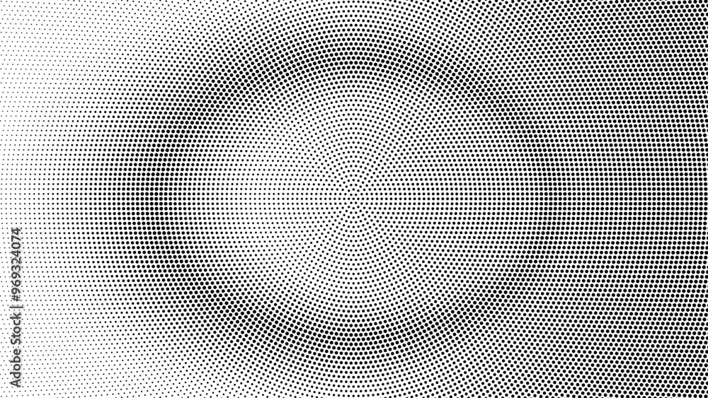 Aufkleber abstract halftone dots background. black dots circle over polka dot background. optical illusion eff