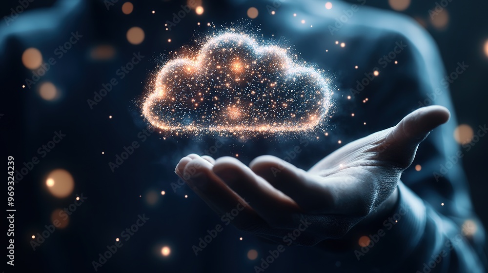 Poster a concept image of a company embracing digital transformation with cloud solutions