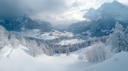 Fototapeta premium winter snow mountain scenery wallpaper