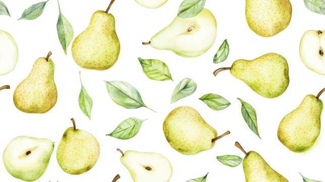 Seamless repetitive pattern background of fresh pear for fabric design