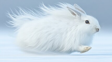 Obraz premium A Majestic White Rabbit in Motion: Capturing the Elegance and Grace of Nature's Creatures