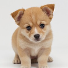 Obraz premium cute Adorable Puppy Sitting on white background