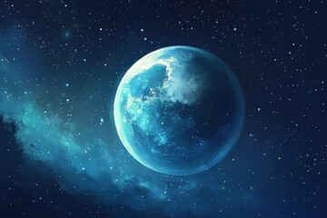 Fototapeta premium Cosmic 8-Bit Adventure: Retro Space Scene with Planet and Copy Space