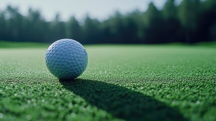 Professional close-up shot of a golf ball on an immaculate green, perfect for high-end golf tournaments and equipment promotions.