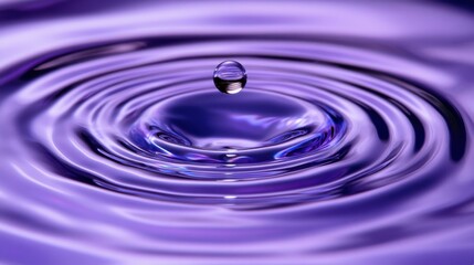 Mesmerizing Water Droplet Rippling Across a Purple Surface: A Soothing Environmental Abstract