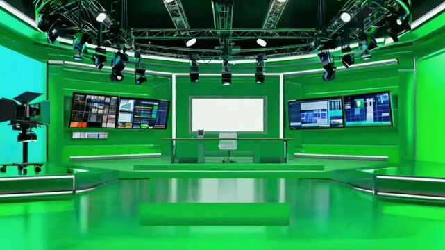 Green screen news studio room