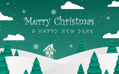 Christmast banner papercut illustration vector