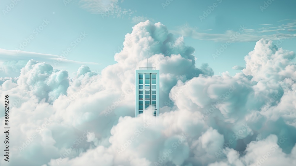 Poster transform your photography with surreal compositions of data storage buildings floating amidst ether