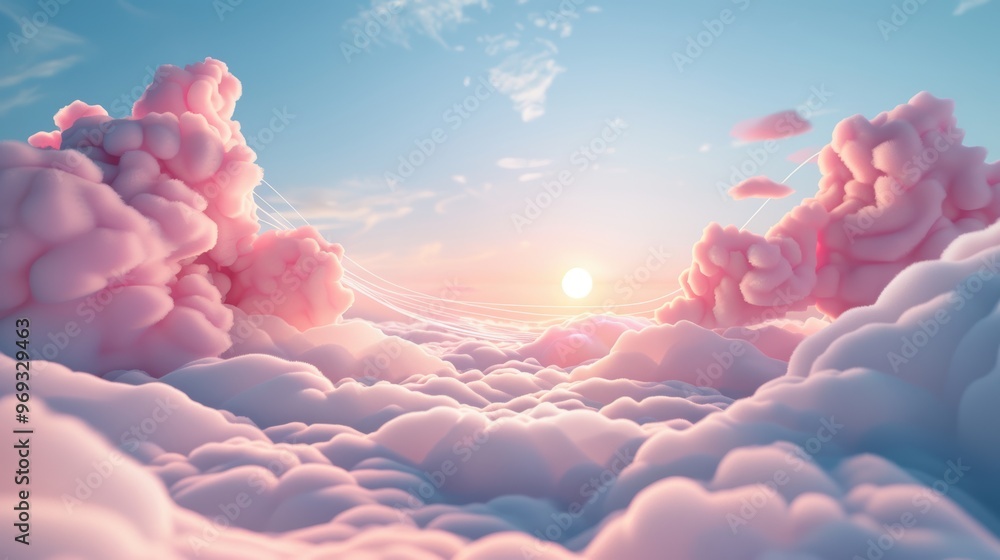 Poster discover the artistry of cloud computing through surreal scenes where connectivity lines merge with 