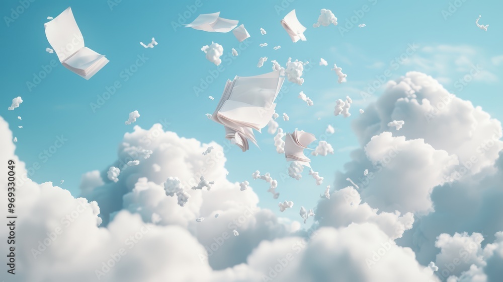Aufkleber transform your photography with surreal compositions of cloud business solutions, depicting digital 