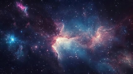 Naklejka premium aweinspiring space scene with swirling galaxies colorful nebulae and countless stars deep rich colors create a sense of infinite cosmic expanse and wonder