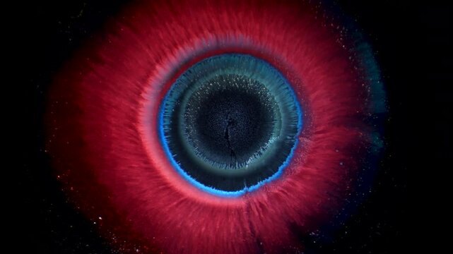 Blue and Red Eye of God Nebula Space Clouds Texture Background of cosmic galaxy in 4K

